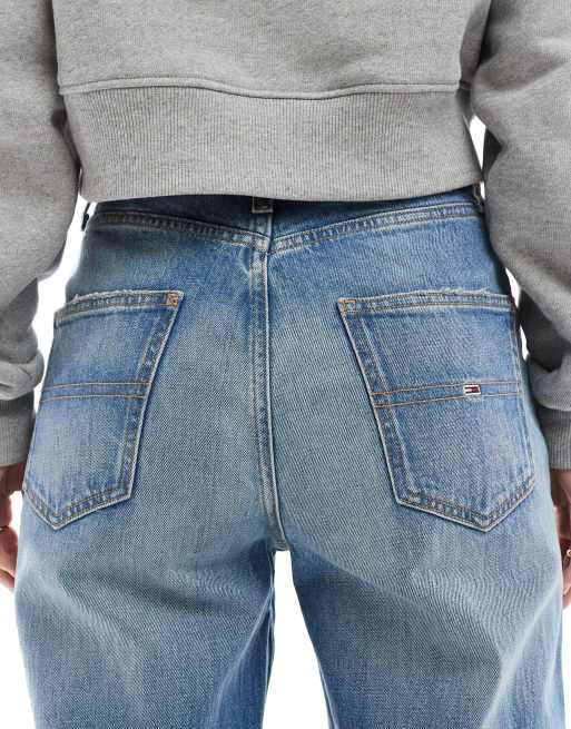 Tommy Jeans – Layla – Mellanblå, tvättade, raka jeans med smal passform, 4 av 5