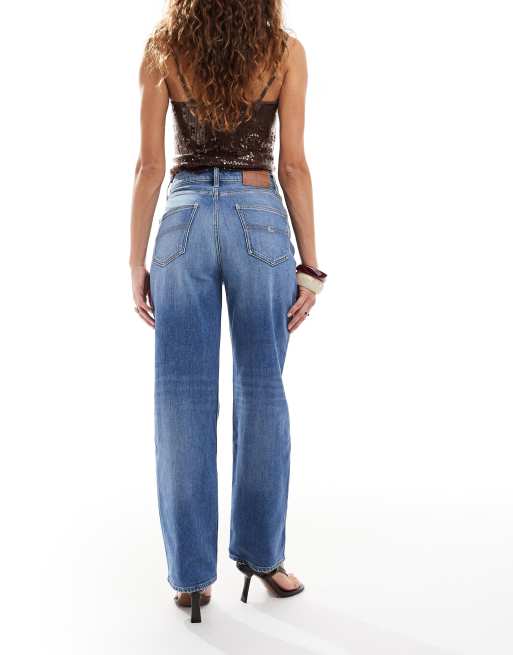 Tommy Jeans – Layla – Mellanblå, tvättade, raka jeans med smal passform, 2 av 5
