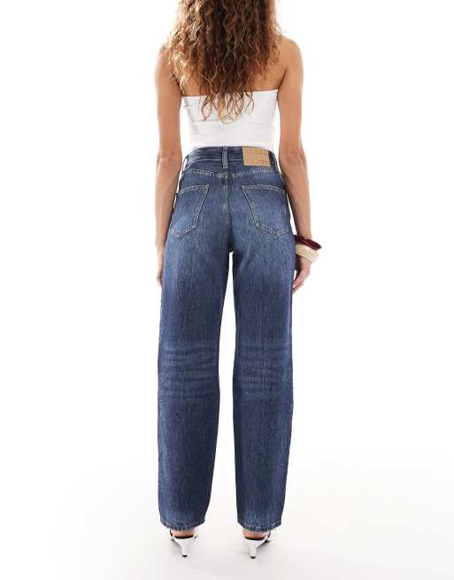 Tommy Jeans – Layla – Mörkblå, smala, raka jeans med hög midja och blommigt tryck, 2 av 5