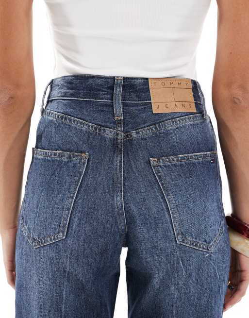 Tommy Jeans – Layla – Mörkblå, smala, raka jeans med hög midja och blommigt tryck, 4 av 5