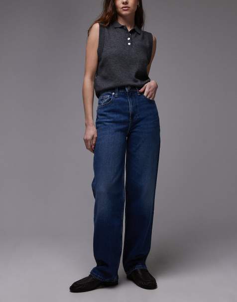 Tommy Jeans – Layla – Mörkblå, tvättade, raka jeans med smal passform - view 1