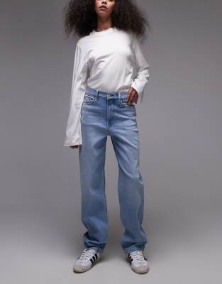 Tommy Jeans - Layla - Schmal geschnittene, elastische Straight Jeans in heller Waschung-Blau