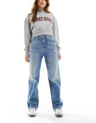 Tommy Jeans - Layla - Schmale Straight Jeans in mittlerer Waschung-Blau