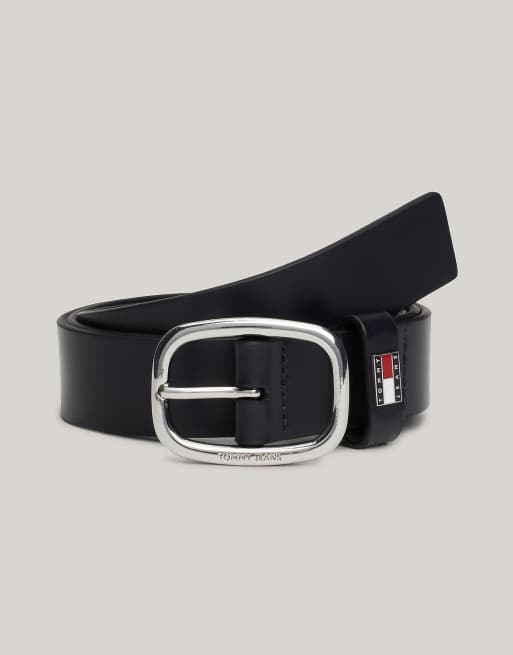 Tommy Jeans Leather Belt in Black