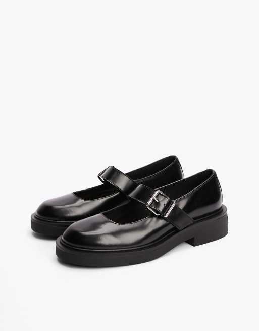 Tommy Jeans Leather block heel mary janes in black, 2 of 4