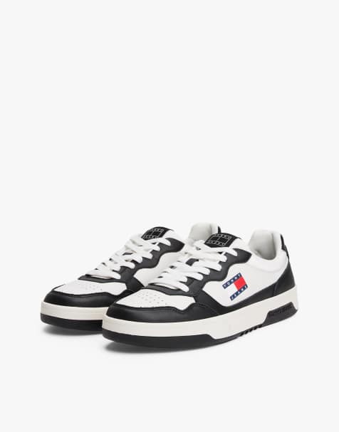 Tommy Jeans Leather colour-blocked cupsole trainers in multi - view 1