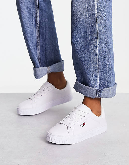 Tommy Jeans leather cool sneaker trainers in white
