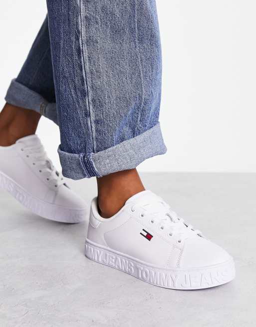 Cool tommy hot sale leather trainers