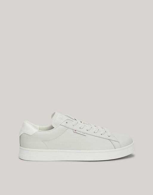 Tommy Jeans Leather Cupsole Trainers in Grey