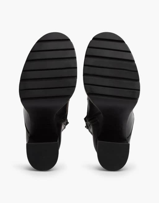 Tommy Jeans Leather high block heel lace-up boots in black, 5 of 7