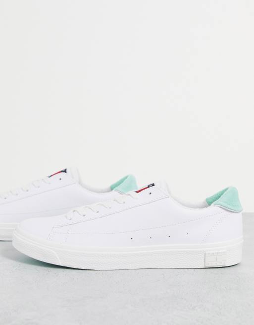 Tommy Jeans leather low cut sneakers in white