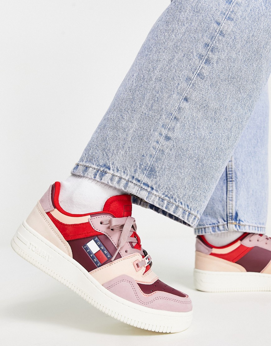 Tommy Jeans leather low nubuk sneakers-Red