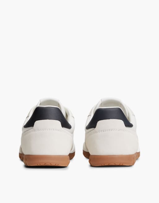 Tommy Jeans Leather mixed texture low profile trainers in white, 4 of 7