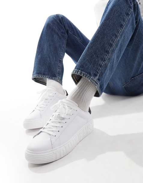 Tommy Jeans leather outsole sneakers in white - view 1