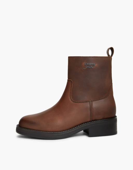 Tommy Jeans Leather soft outsole chelsea boots in sunset rust, 7 of 7