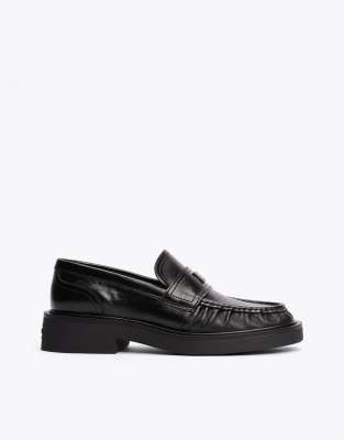 Tommy Jeans - Leder-Loafer in Schwarz mit dicker Sohle