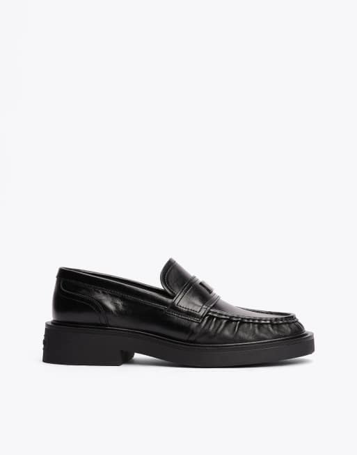 Tommy Jeans – Leder-Loafer in Schwarz mit dicker Sohle