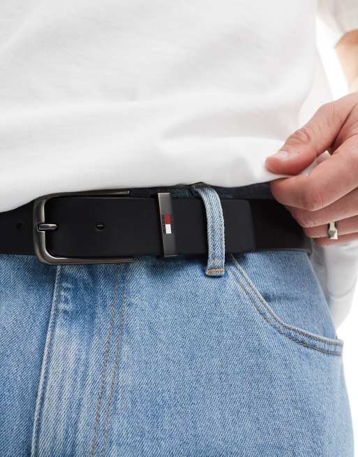 Tommy Jeans – Ledergürtel in Schwarz mit Flaggenlogo, 3,5 cm, 4 von 4
