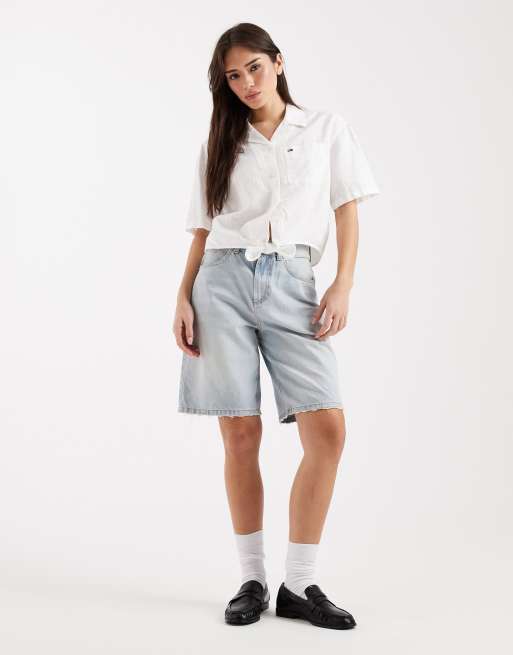 Tommy Jeans – Leinenhemd in Wollweiß mit gebundener Vorderseite, 4 von 4