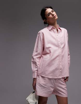 Tommy Jeans - Leinenhemd mit rosa und weißen Streifen