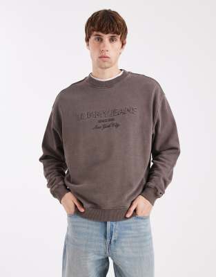 Tommy Jeans lifted classic center logo sweatshirt in dark brown