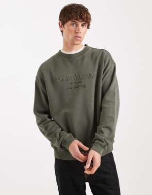 Lifted - Classic-Fit-Sweatshirt in Dunkelgrün mit mittigem Logo Grün 46