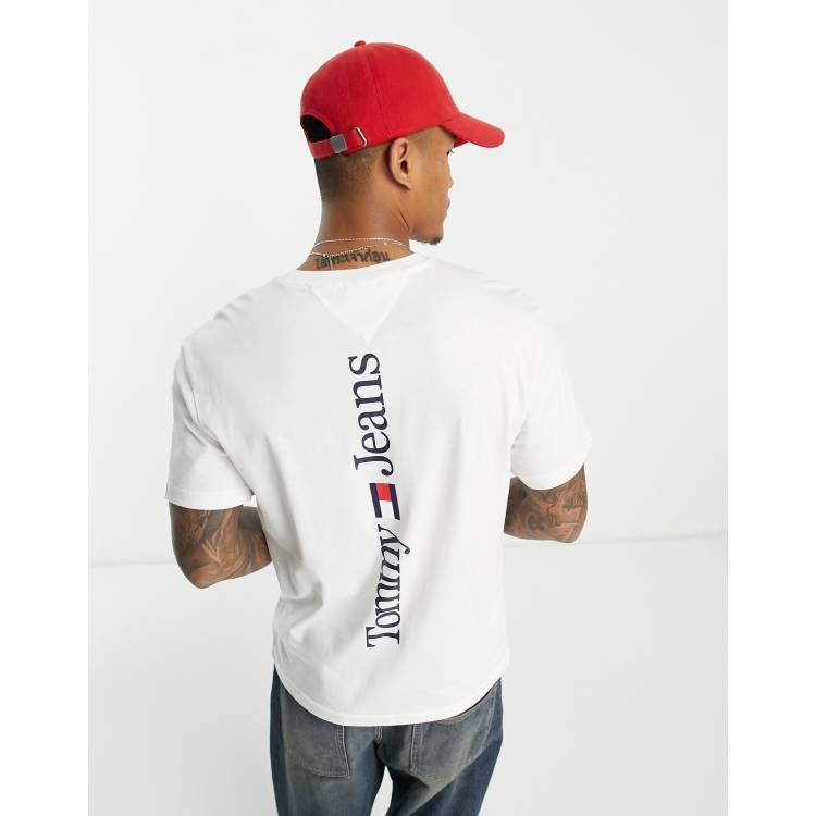 Tommy in classic back white | logo linear Jeans ASOS T-shirt fit