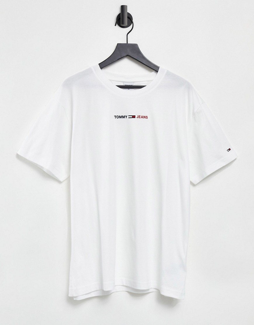 Tommy Jeans linear center logo T-shirt in white