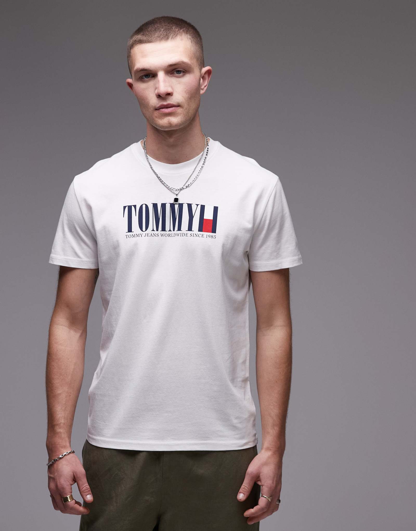 Футболка с логотипом Tommy Jeans linear flag белого цвета