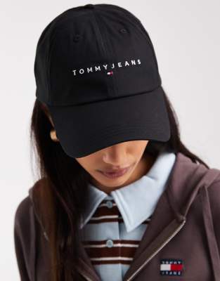 Tommy Jeans Linear Logo Cap In Black
