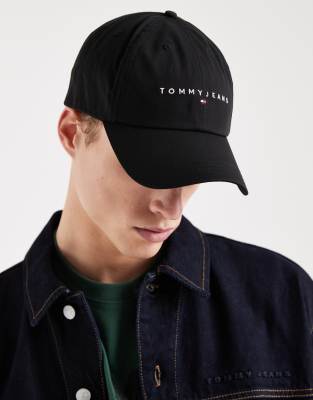 Tommy Jeans Linear Logo Cap In Black