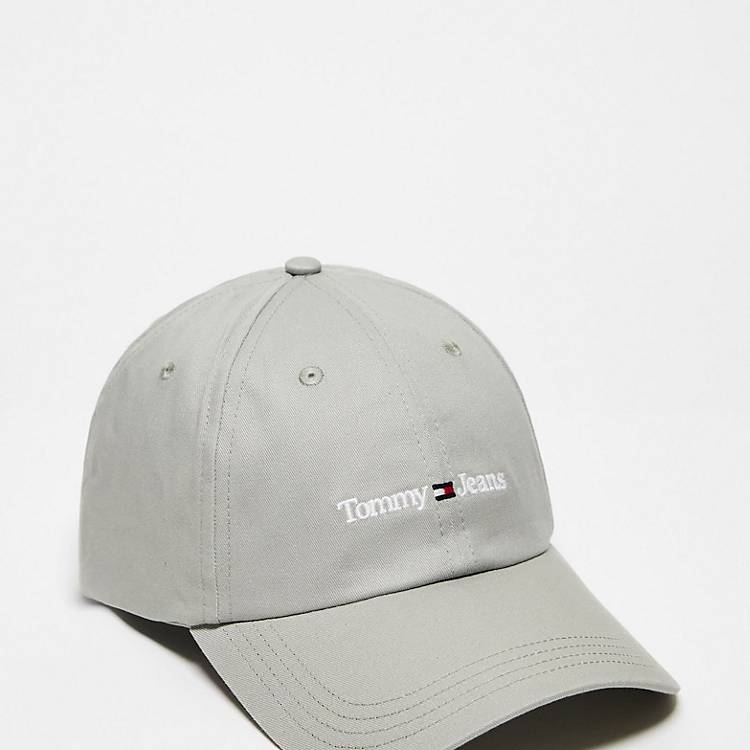 Tommy Jeans linear logo cap in gray | ASOS