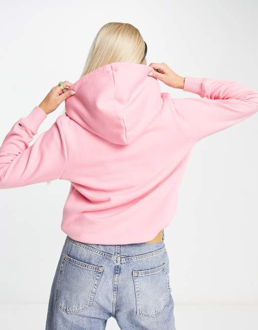 Tommy Jeans linear logo hoodie in pink