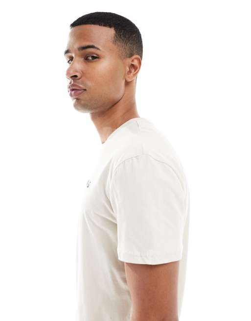 Tommy Jeans linear logo t-shirt in beige, 4 of 5