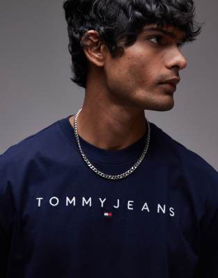 Tommy Jeans Linear Logo T-shirt In Navy