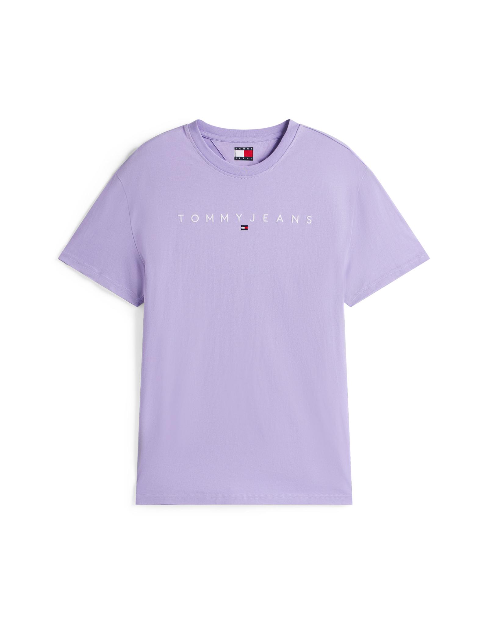 Футболка с линейным логотипом Tommy Jeans фиолетового цвета