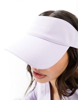 Tommy Jeans linear logo visor in lilac