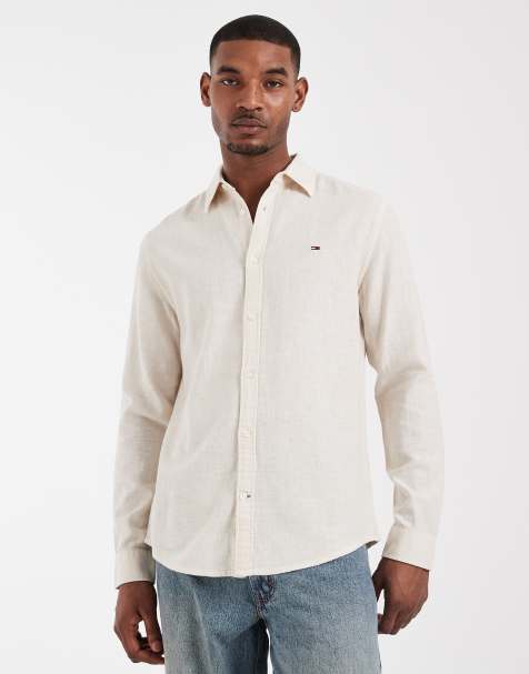 Tommy Jeans linen blend shirt in beige - view 1