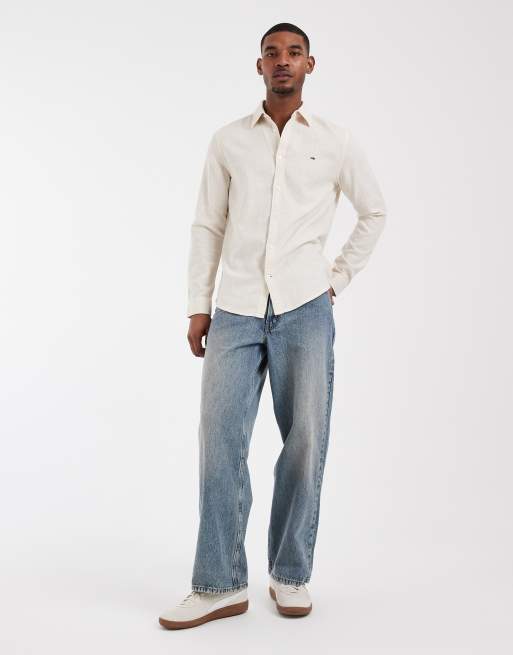Tommy Jeans linen blend shirt in beige, 4 of 5