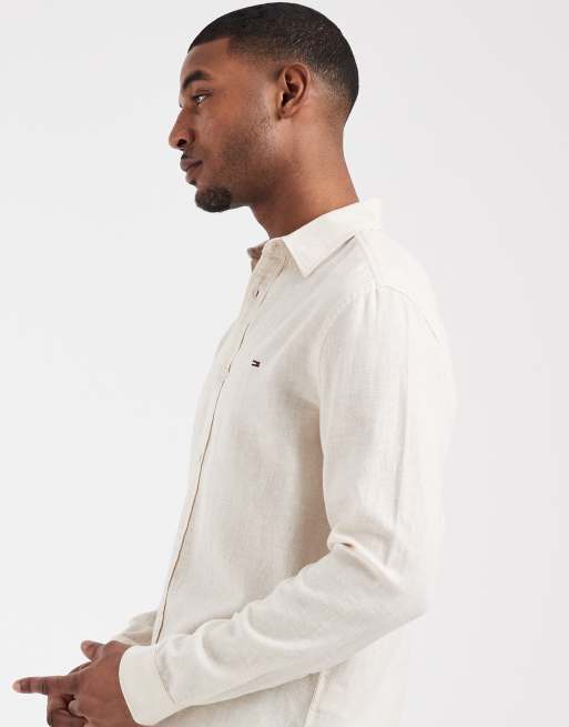Tommy Jeans linen blend shirt in beige, 5 of 5