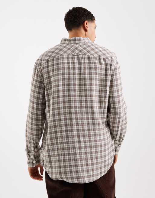 Tommy Jeans linen blend shirt in brown check, 3 of 5