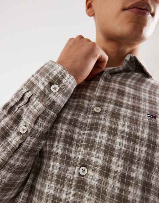 Tommy Jeans linen blend shirt in brown check, 5 of 5
