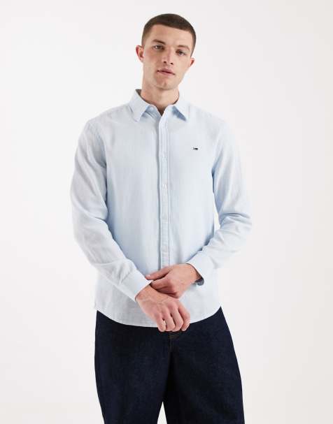 Tommy Jeans linen blend shirt in light blue - view 1
