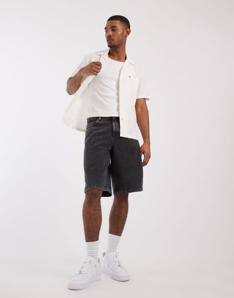 Tommy Jeans linen blend short sleeve shirt in white - view 1