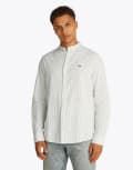 [Tommy Jeans] Tommy Jeans linen blend striped shirt in ecru-White XS Ecru