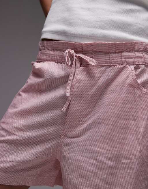 Tommy Jeans linen boxer shorts in pink and white stripe, 3 of 5