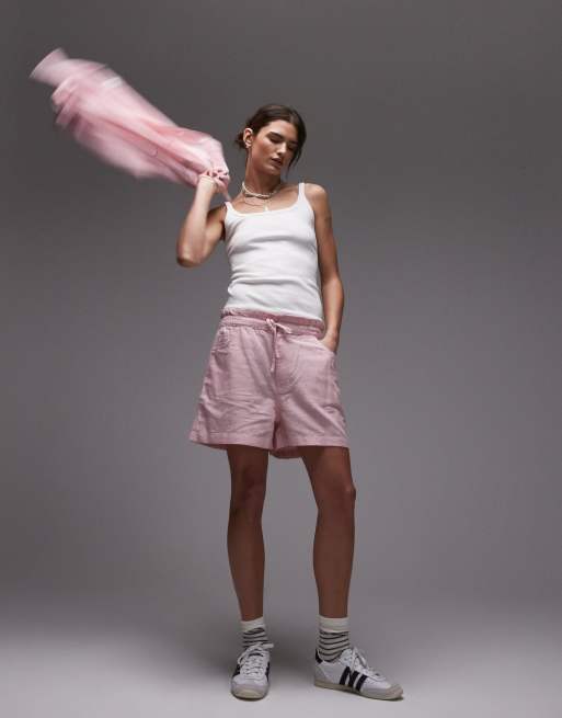 Tommy Jeans linen boxer shorts in pink and white stripe, 5 of 5