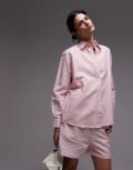 [Tommy Jeans] Tommy Jeans linen shirt in pink and white stripe S Precious Pink/Stripe