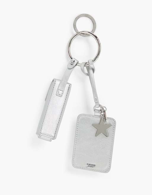 Tommy Jeans Lipstick pouch and mirror charm keyring in silver, 2 of 4