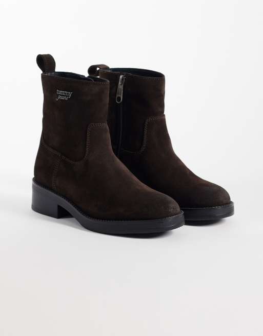 Tommy Jeans Lisa real suede soft sole boots in dark brown, 2 of 4